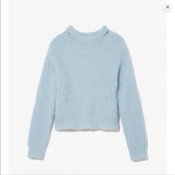 Proenza Schouler Baby Blue Cropped Alpaca Sweater w/ Cut-Outs (Small) - Picture 1 of 12